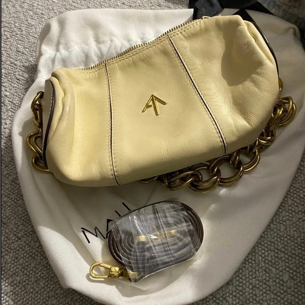 MANU ATELIER- Leather Mini Cylinder Hobo Bag Ivory - EUC